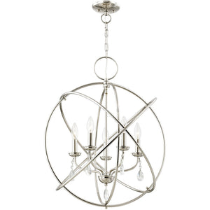 HomeRoots Five Light Dimmable Chandelier – Modern Cylinder Design with Steel Shades for Elegant Home Lighting 687248