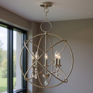 HomeRoots Five Light Dimmable Chandelier – Modern Cylinder Design with Steel Shades for Elegant Home Lighting 687248