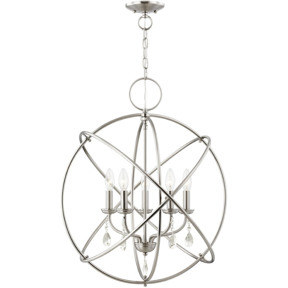 HomeRoots Five Light Dimmable Chandelier – Modern Cylinder Shades, Versatile Design for Any Room Ambiance 687249