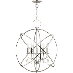HomeRoots Five Light Dimmable Chandelier – Modern Cylinder Shades, Versatile Design for Any Room Ambiance 687249