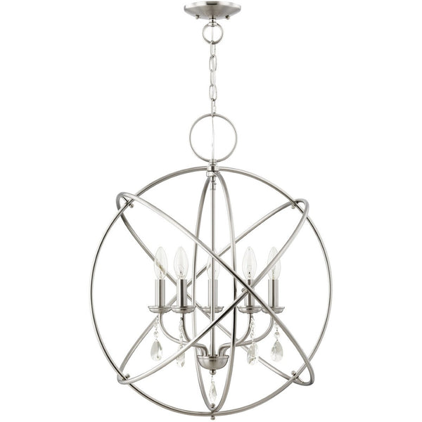 HomeRoots Five Light Dimmable Chandelier – Modern Cylinder Shades, Versatile Design for Any Room Ambiance 687249