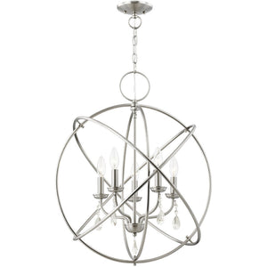 HomeRoots Five Light Dimmable Chandelier – Modern Cylinder Shades, Versatile Design for Any Room Ambiance 687249