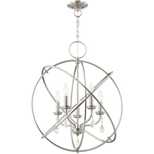 HomeRoots Five Light Dimmable Chandelier – Modern Cylinder Shades, Versatile Design for Any Room Ambiance 687249