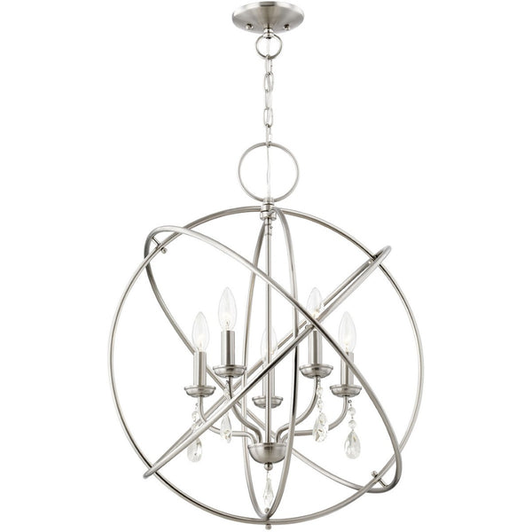 HomeRoots Five Light Dimmable Chandelier – Modern Cylinder Shades, Versatile Design for Any Room Ambiance 687249