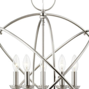 HomeRoots Five Light Dimmable Chandelier – Modern Cylinder Shades, Versatile Design for Any Room Ambiance 687249