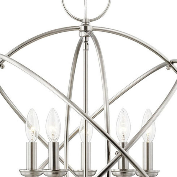 HomeRoots Five Light Dimmable Chandelier – Modern Cylinder Shades, Versatile Design for Any Room Ambiance 687249