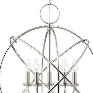 HomeRoots Five Light Dimmable Chandelier – Modern Cylinder Shades, Versatile Design for Any Room Ambiance 687249