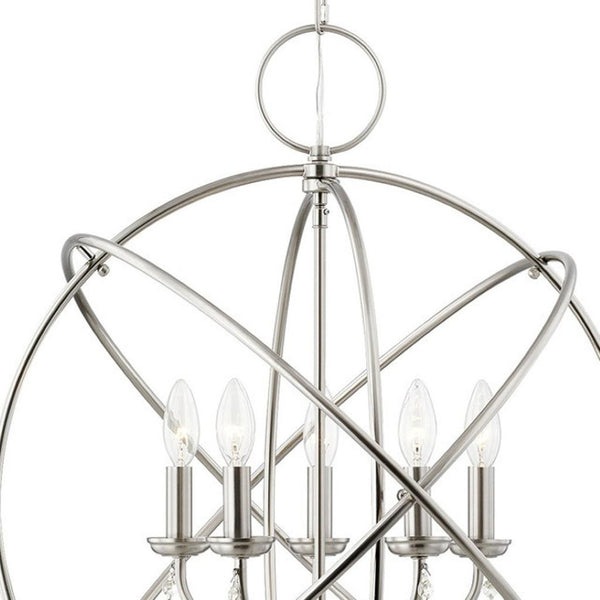 HomeRoots Five Light Dimmable Chandelier – Modern Cylinder Shades, Versatile Design for Any Room Ambiance 687249