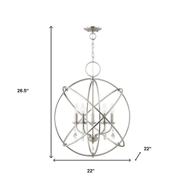 HomeRoots Five Light Dimmable Chandelier – Modern Cylinder Shades, Versatile Design for Any Room Ambiance 687249