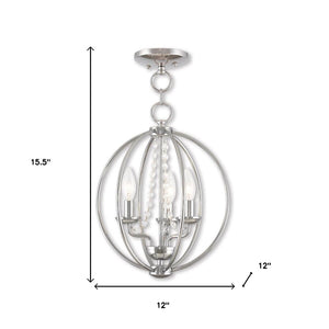 HomeRoots Three Light Dimmable Chandelier - Modern Steel Shades, Adjustable for Any Space, Perfect Ambiance! 687251