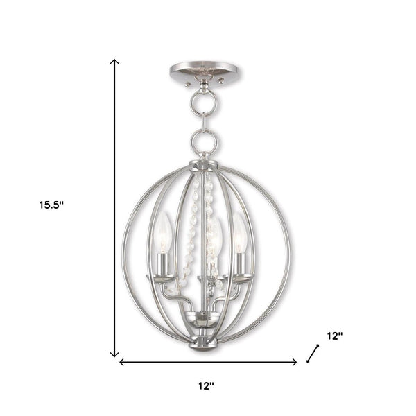 HomeRoots Three Light Dimmable Chandelier - Modern Steel Shades, Adjustable for Any Space, Perfect Ambiance! 687251