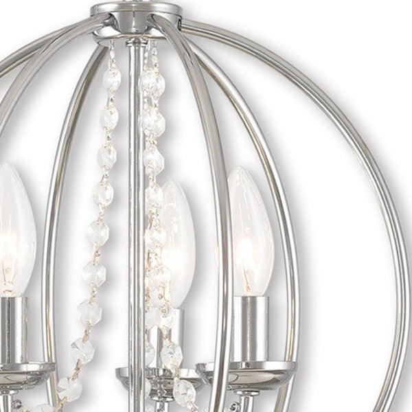 HomeRoots Three Light Dimmable Chandelier - Modern Steel Shades, Adjustable for Any Space, Perfect Ambiance! 687251