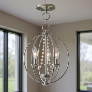 HomeRoots Three Light Dimmable Chandelier - Modern Steel Shades, Adjustable for Any Space, Perfect Ambiance! 687251