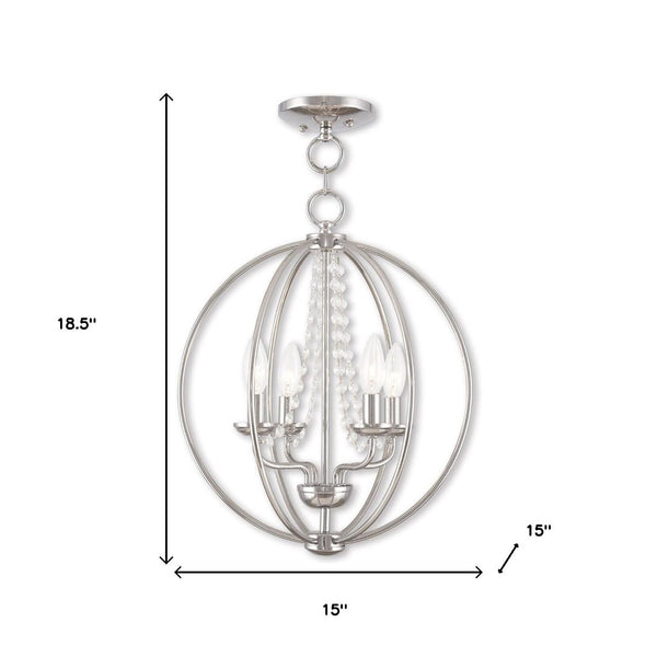 HomeRoots Four Light Dimmable Chandelier with Sleek Cylindrical Shades – Modern Illumination for Any Room 687254