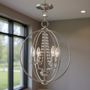 HomeRoots Four Light Dimmable Chandelier with Sleek Cylindrical Shades – Modern Illumination for Any Room 687254
