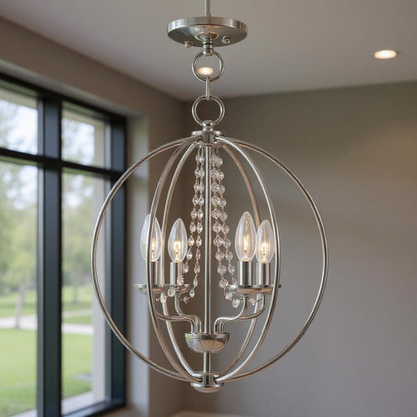 HomeRoots Four Light Dimmable Chandelier with Sleek Cylindrical Shades – Modern Illumination for Any Room 687254