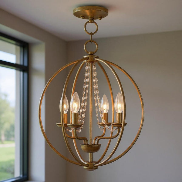 HomeRoots Four Light Dimmable Chandelier - Modern Cylinder Design for Elegant Ambiance in Any Space 687255