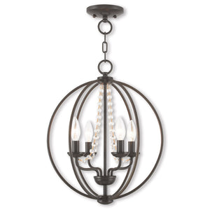 HomeRoots Four Light Dimmable Chandelier - Modern Elegance with Cylindrical Shades for Versatile Ambiance 687256