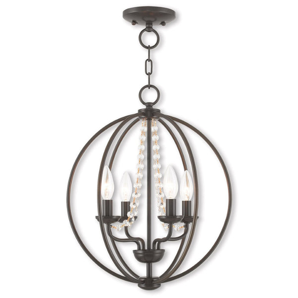 HomeRoots Four Light Dimmable Chandelier - Modern Elegance with Cylindrical Shades for Versatile Ambiance 687256