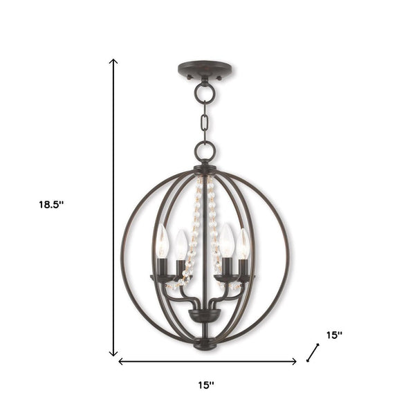 HomeRoots Four Light Dimmable Chandelier - Modern Elegance with Cylindrical Shades for Versatile Ambiance 687256