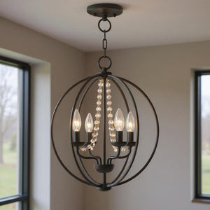 HomeRoots Four Light Dimmable Chandelier - Modern Elegance with Cylindrical Shades for Versatile Ambiance 687256