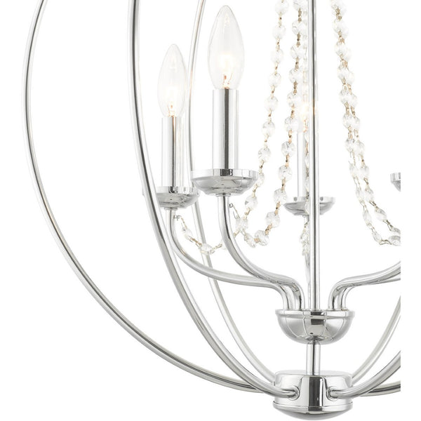 HomeRoots Five Light Dimmable Chandelier - Modern Steel Shades, Sloped Ceiling Compatible, Perfect for Any Space 687257