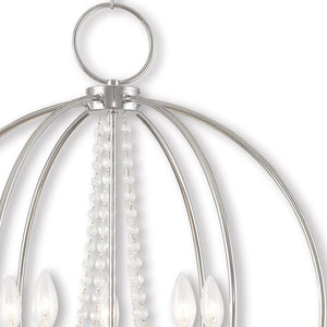 HomeRoots Five Light Dimmable Chandelier - Modern Steel Shades, Sloped Ceiling Compatible, Perfect for Any Space 687257