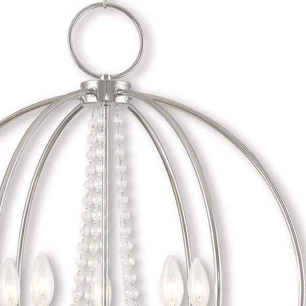 HomeRoots Five Light Dimmable Chandelier - Modern Steel Shades, Sloped Ceiling Compatible, Perfect for Any Space 687257
