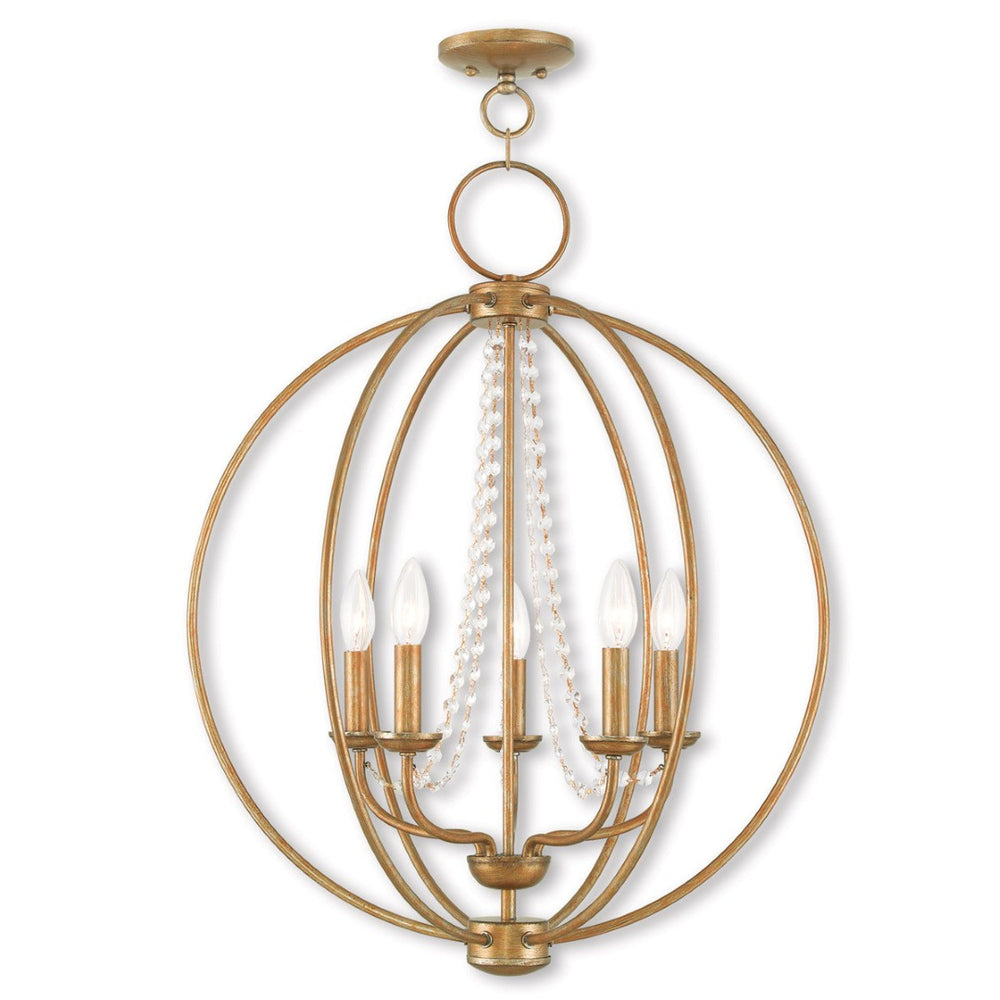 HomeRoots Five Light Dimmable Chandelier - Modern Cylinder Shades, Adjustable Ambiance for Any Space 687258