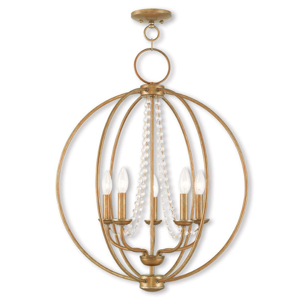HomeRoots Five Light Dimmable Chandelier - Modern Cylinder Shades, Adjustable Ambiance for Any Space 687258