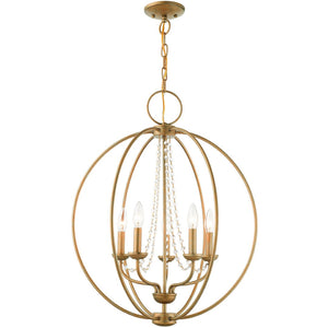 HomeRoots Five Light Dimmable Chandelier - Modern Cylinder Shades, Adjustable Ambiance for Any Space 687258