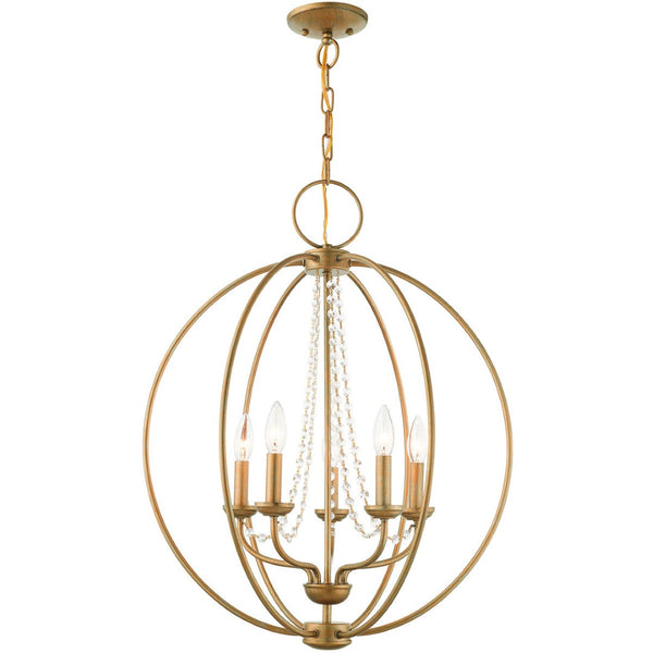 HomeRoots Five Light Dimmable Chandelier - Modern Cylinder Shades, Adjustable Ambiance for Any Space 687258
