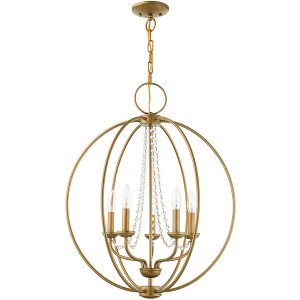 HomeRoots Five Light Dimmable Chandelier - Modern Cylinder Shades, Adjustable Ambiance for Any Space 687258