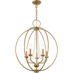 HomeRoots Five Light Dimmable Chandelier - Modern Cylinder Shades, Adjustable Ambiance for Any Space 687258
