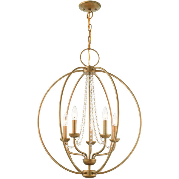 HomeRoots Five Light Dimmable Chandelier - Modern Cylinder Shades, Adjustable Ambiance for Any Space 687258