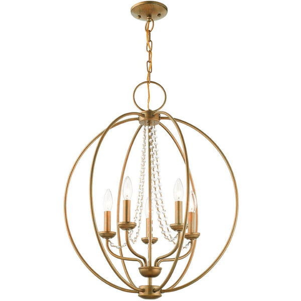 HomeRoots Five Light Dimmable Chandelier - Modern Cylinder Shades, Adjustable Ambiance for Any Space 687258
