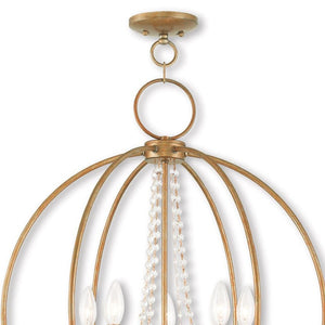 HomeRoots Five Light Dimmable Chandelier - Modern Cylinder Shades, Adjustable Ambiance for Any Space 687258