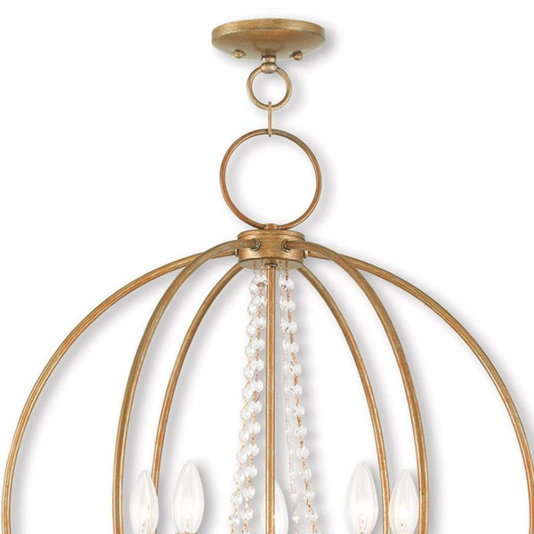 HomeRoots Five Light Dimmable Chandelier - Modern Cylinder Shades, Adjustable Ambiance for Any Space 687258