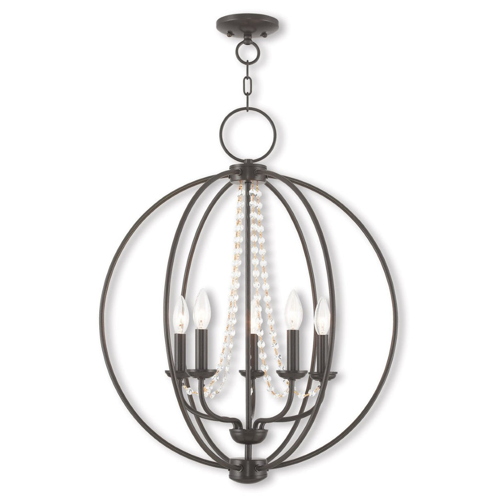 HomeRoots Five Light Dimmable Chandelier - Modern Cylinder Shades for Versatile Illumination & Style Upgrade 687259