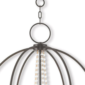 HomeRoots Five Light Dimmable Chandelier - Modern Cylinder Shades for Versatile Illumination & Style Upgrade 687259