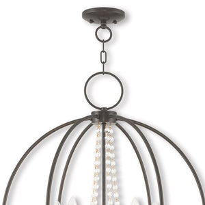 HomeRoots Five Light Dimmable Chandelier - Modern Cylinder Shades for Versatile Illumination & Style Upgrade 687259