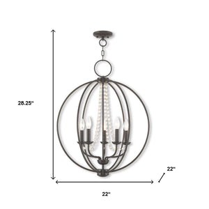 HomeRoots Five Light Dimmable Chandelier - Modern Cylinder Shades for Versatile Illumination & Style Upgrade 687259