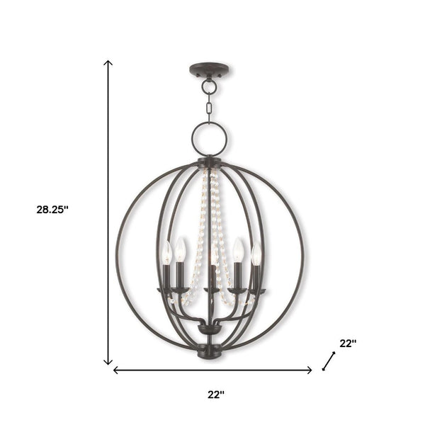 HomeRoots Five Light Dimmable Chandelier - Modern Cylinder Shades for Versatile Illumination & Style Upgrade 687259