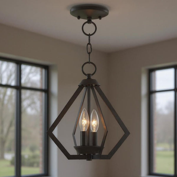 HomeRoots Bronze Elegant Two-Light Dimmable Chandelier with Shades – Perfect for Dining Rooms & Entryways 687262