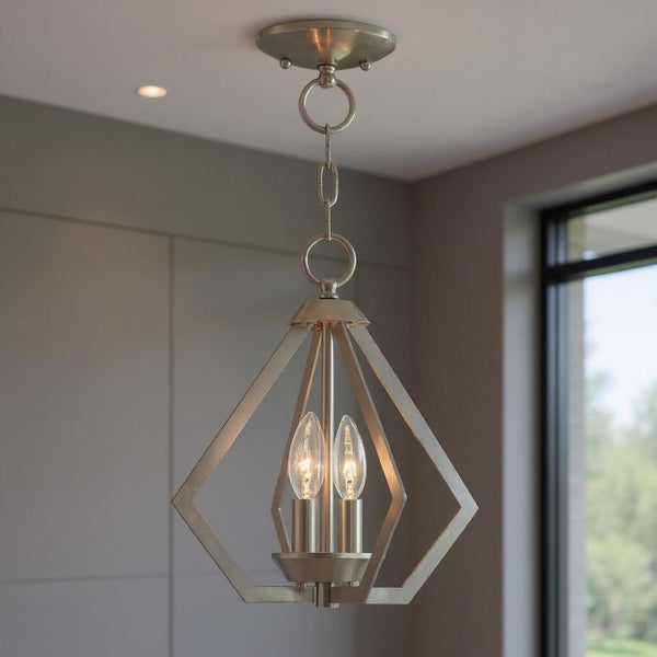 HomeRoots Two Light Dimmable Chandelier - Modern Cylinder Shades for Adjustable Ambiance in Any Space 687263