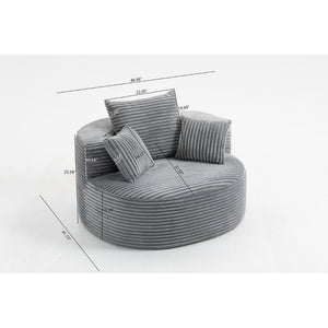 English Elm Full Foam Corduroy Single Seat Lounge Sofa with Lumbar Pillows for Small Spaces Grey W3326P350900