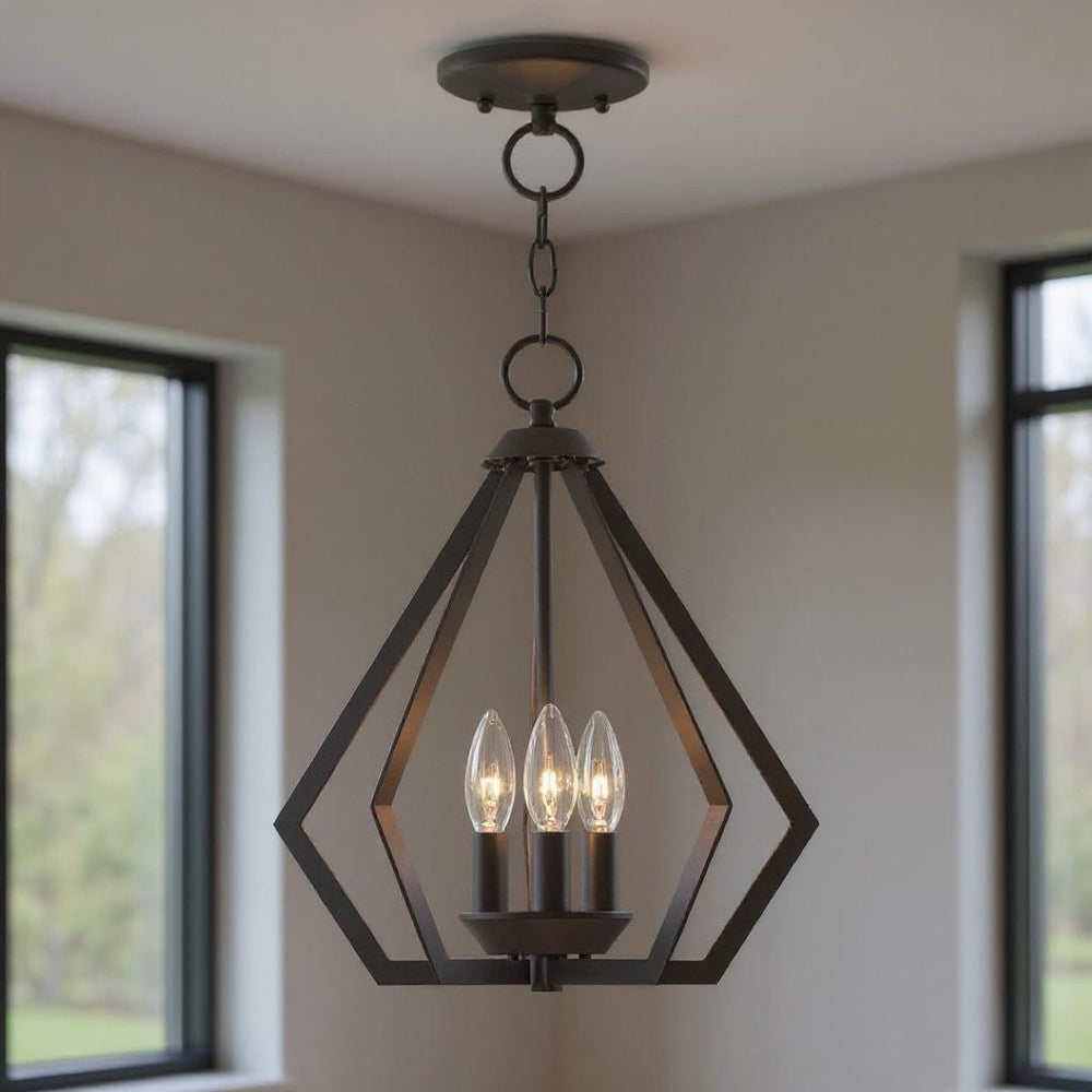 HomeRoots Bronze Three-Light Dimmable Chandelier with Modern Cylinder Shades for Elegant Compact Spaces 687266