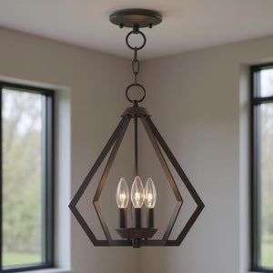 HomeRoots Bronze Three-Light Dimmable Chandelier with Modern Cylinder Shades for Elegant Compact Spaces 687266