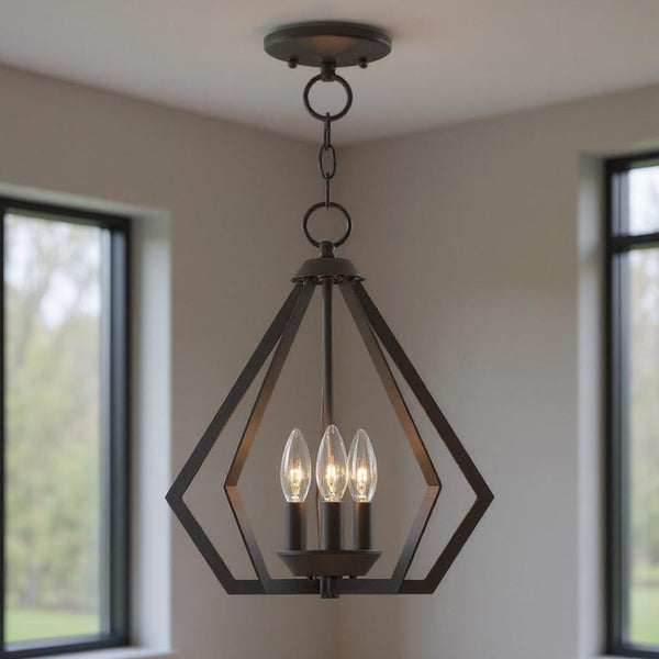 HomeRoots Bronze Three-Light Dimmable Chandelier with Modern Cylinder Shades for Elegant Compact Spaces 687266