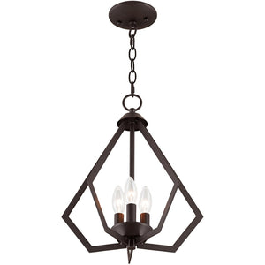HomeRoots Bronze Three-Light Dimmable Chandelier with Modern Cylinder Shades for Elegant Compact Spaces 687266
